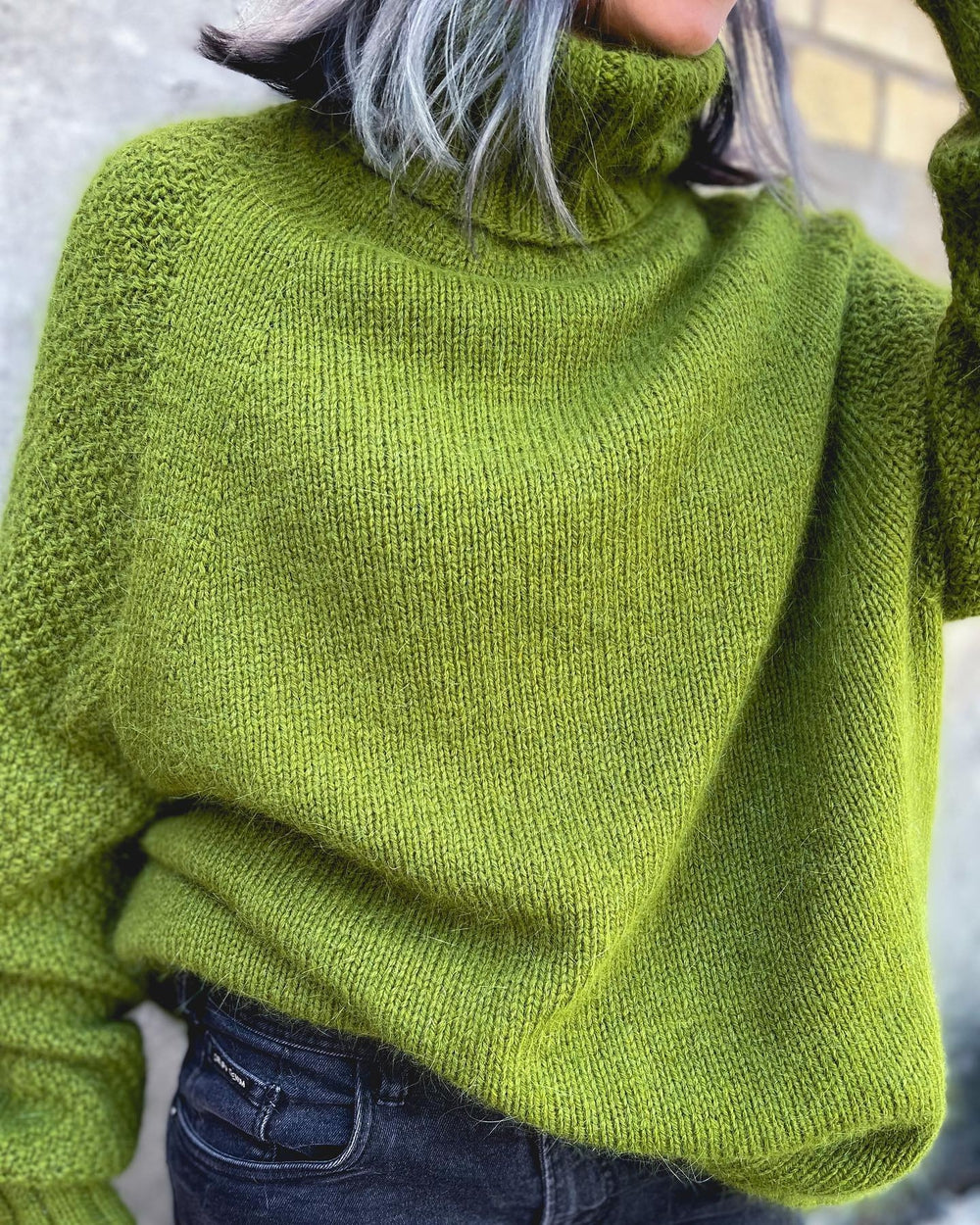 Grasgroene Oversized Gebreide Damescoltrui - Nora