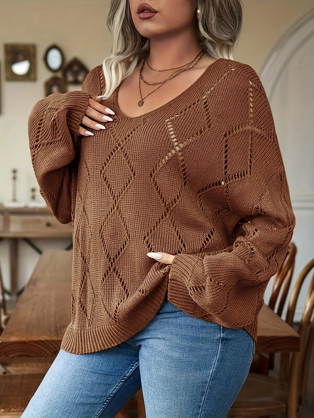 Oversized Dames Gebreide Trui in Plus Size – Marietta