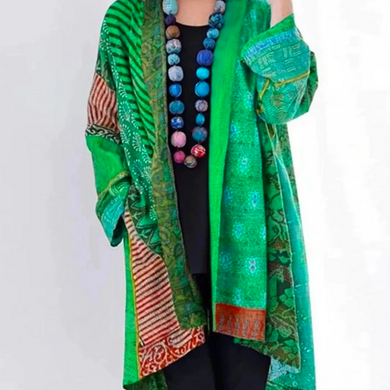 Boho Autumn Cardigan with Colorful Pattern – Maravilla