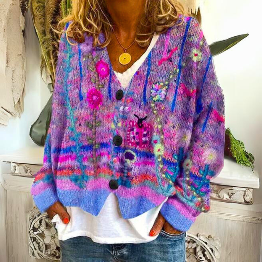 Warm Women's Cardigan with Print – Liv