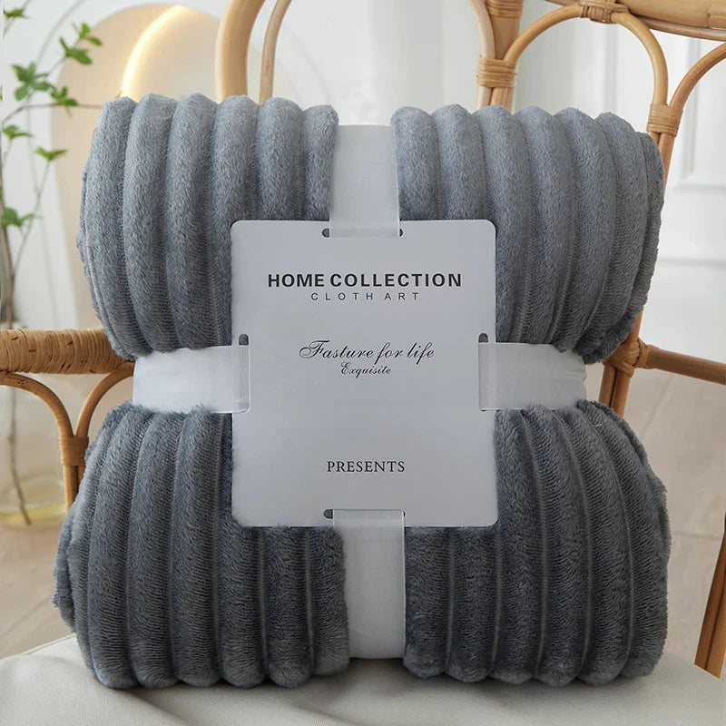 Wide Striped Flannel Fleece Blanket - CozyStripe