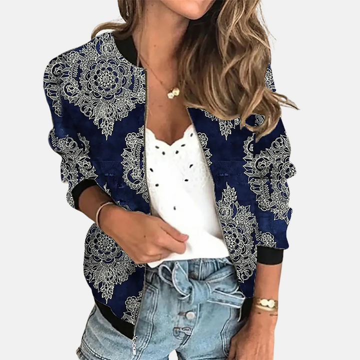 Women's Retro Bomber Jacket with Print - Zoë
