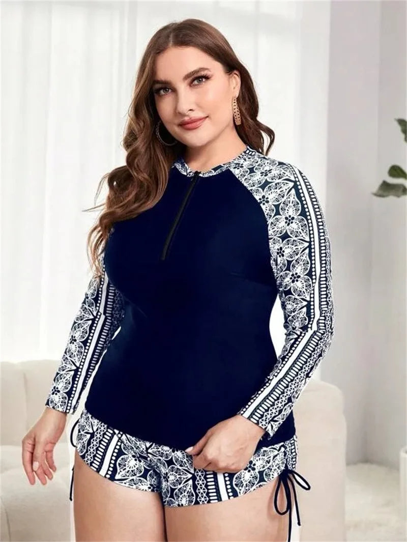 Sammy Jackson™ Amy Plus-Size Zwempak Met Lange Mouwen | Sportief & Stijlvol