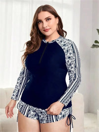 Sammy Jackson™ Amy Plus-Size Zwempak Met Lange Mouwen | Sportief & Stijlvol