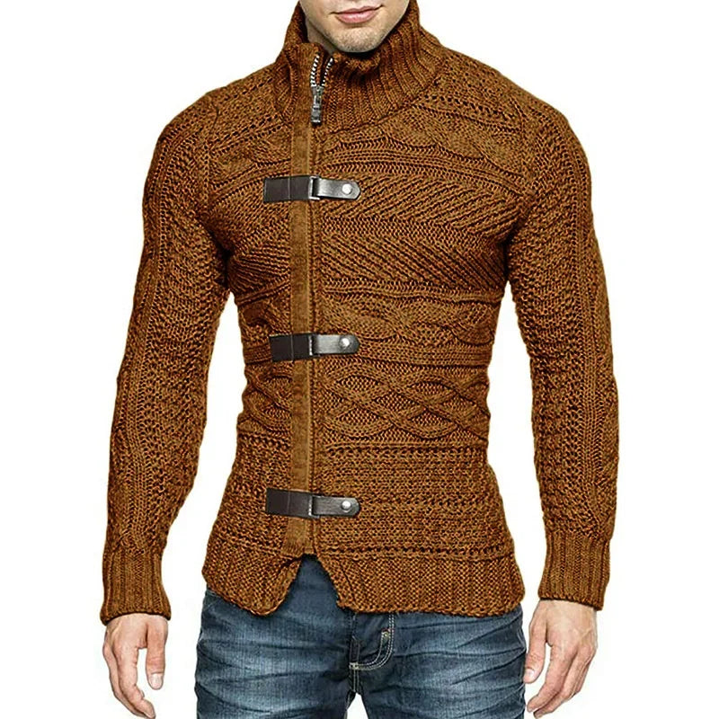 Sammy Jackson™ Boaz Urban Kamizelka | Sweter dziany z skórzanymi akcentami
