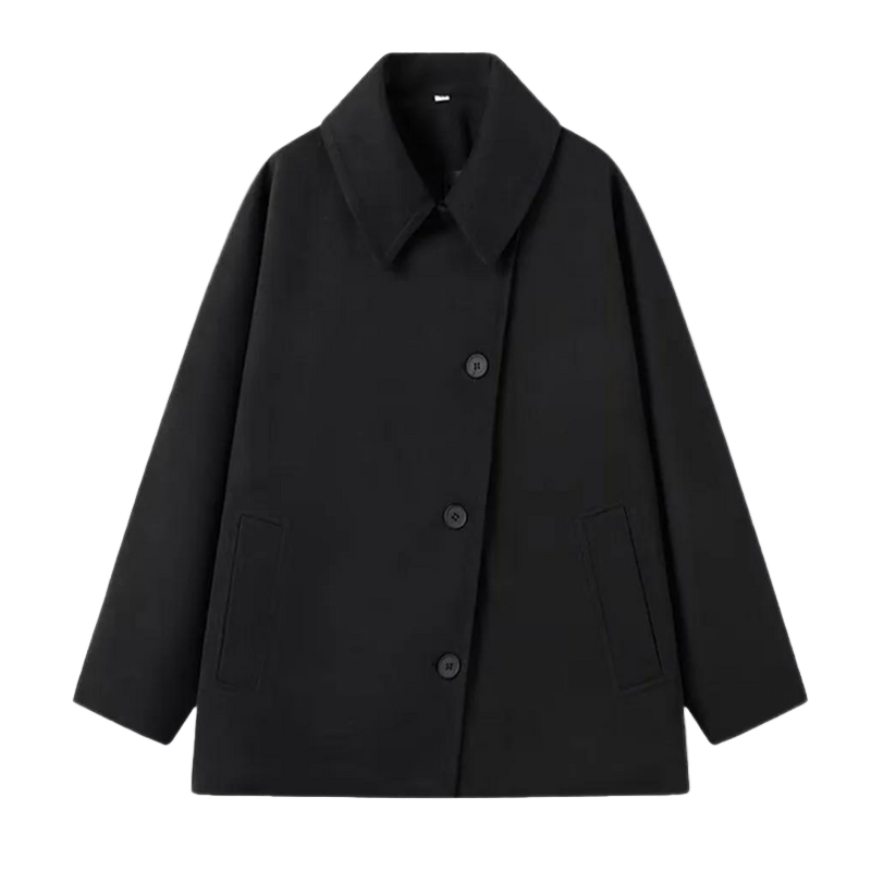 Women's mid-length coat in oversized look with button closure – Selina