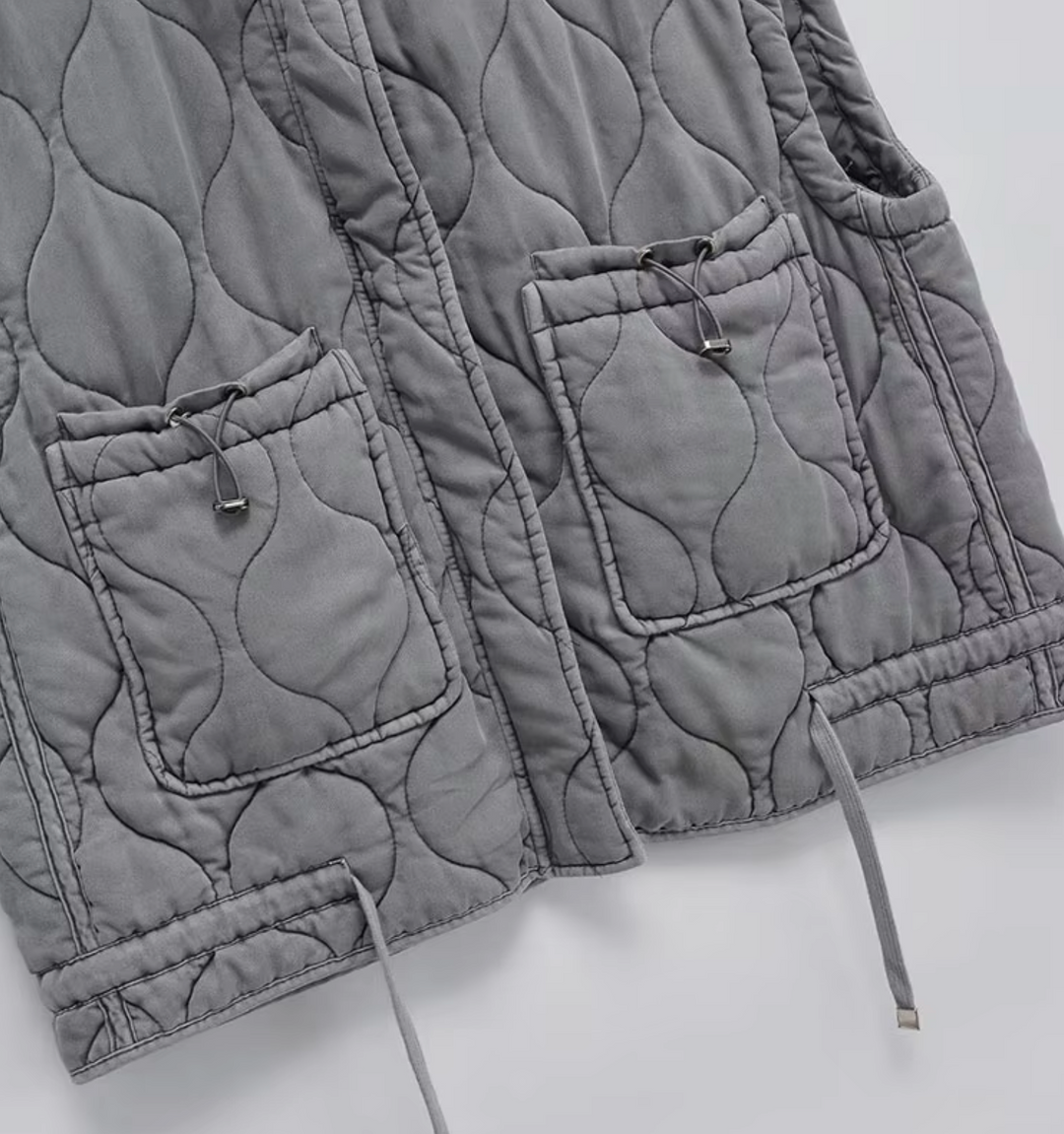 Grijze Mouwloze Katoenen Bodywarmer – Thalia