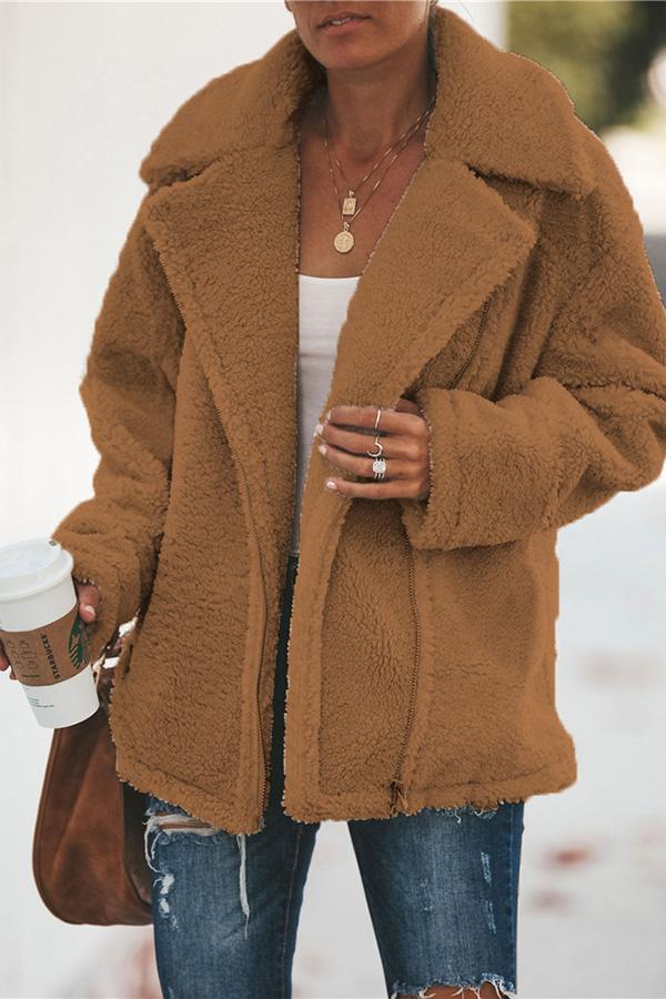 Trendy Jacket with Stand-up Collar and Zipper - Amara