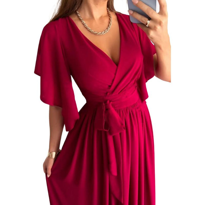 V-Neck Summer Dress with Bell Sleeves – Sofia