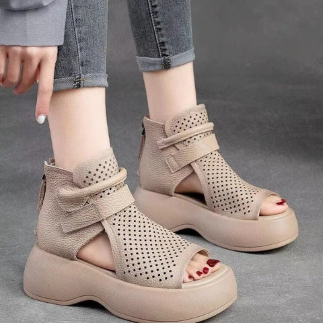Orthopedische leren sandalen dames met schokabsorberende zool - Meike