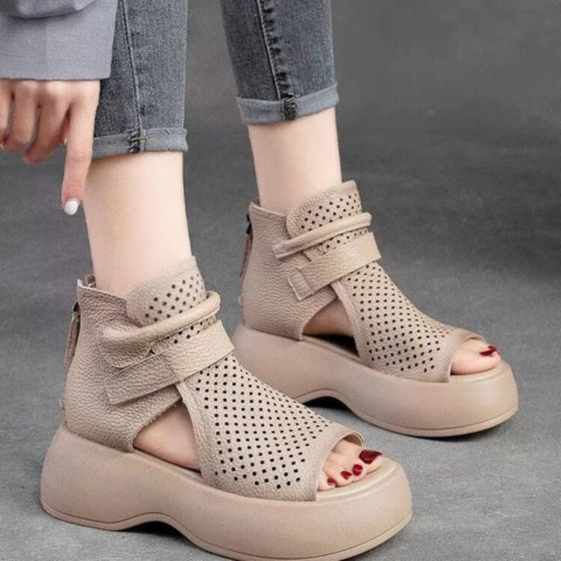 Orthopedische leren sandalen dames met schokabsorberende zool - Meike