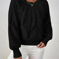 Women's Cable Knit Sweater with Lantern Sleeves – Sanna