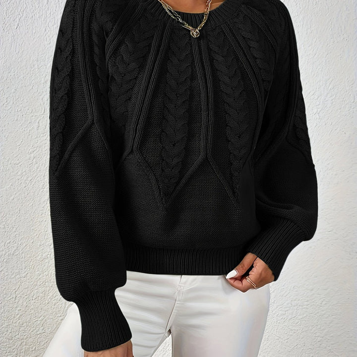 Women's Cable Knit Sweater with Lantern Sleeves – Sanna
