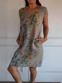 Printed Dress with Round Neck - Eveline