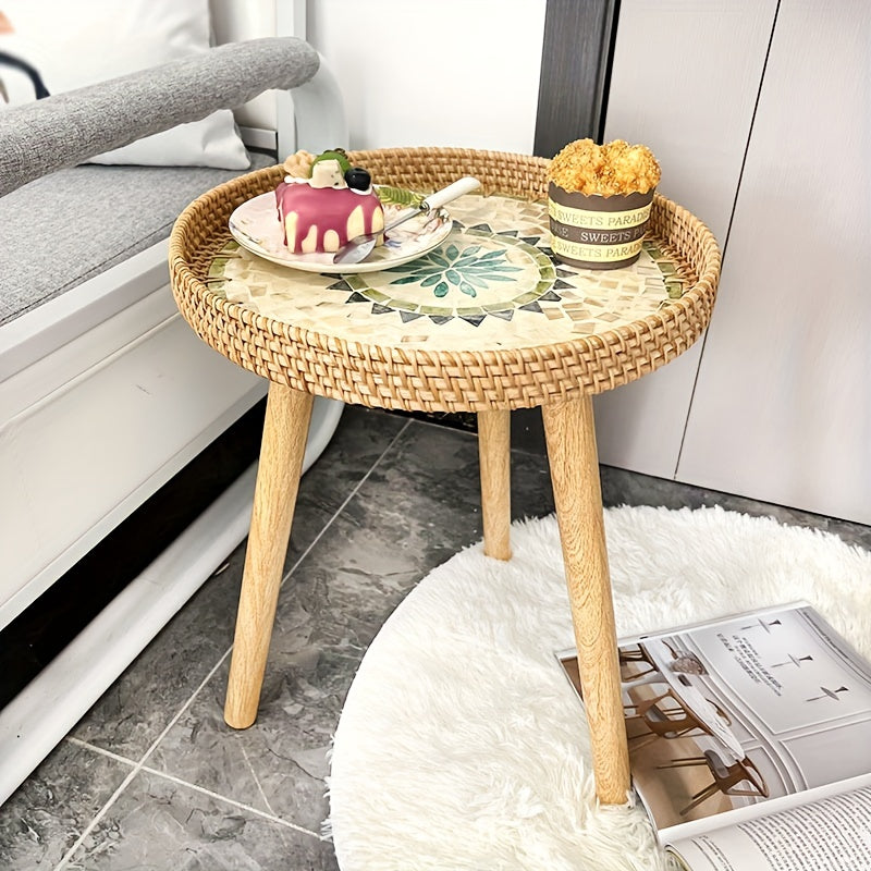 Scandinavian Rattan Side Table - Elin