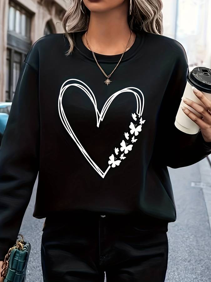 Women's Sweatshirt with Heart Print – Bonny