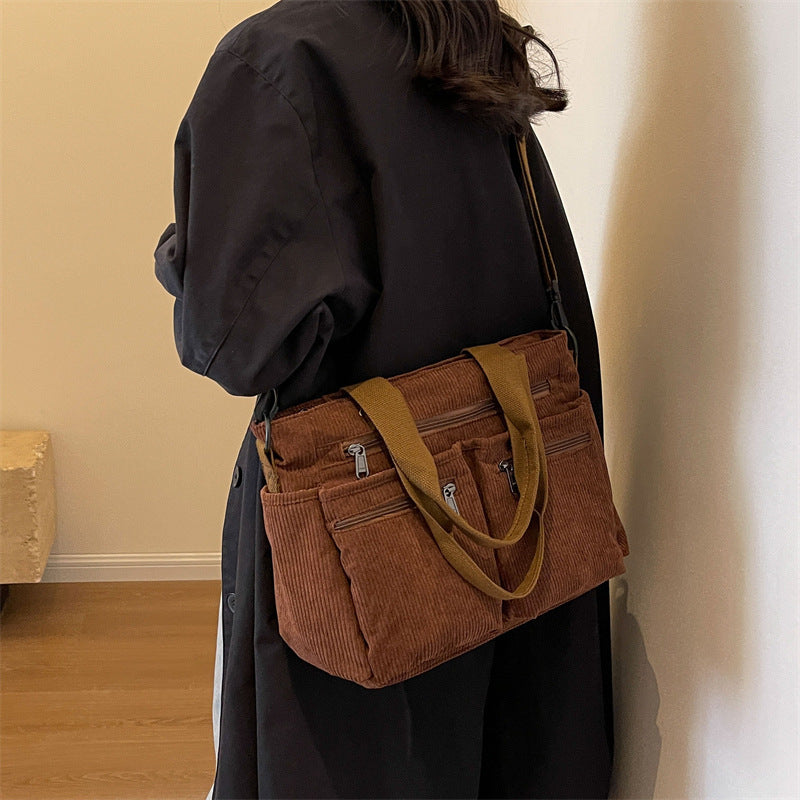 Trendy Corduroy Schoudertas - VelvetVogue