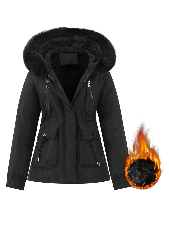 Women's Winter Coat with Removable Fur Hood - Noëlle