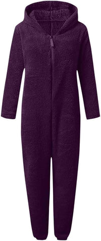 Sherpa Fuzzy Onesie with Hood - CozyCat