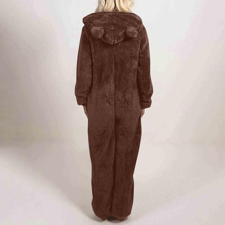 Sherpa Fuzzy Onesie with Hood - CozyCat