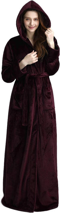Fluffy Fleece Bathrobe with Hood - CozyFluff