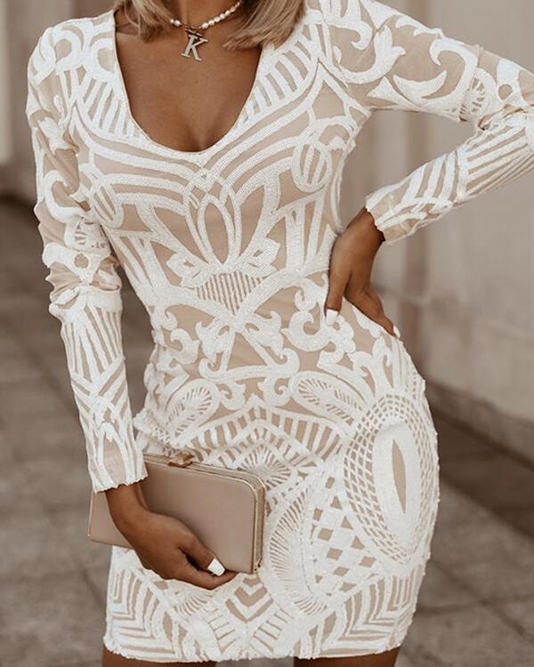 Stylish Mini Dress with V-Neck - Sienna