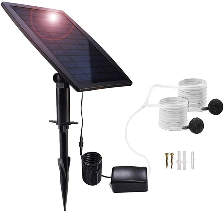 Kit de bomba de aire solar de 2,5W con tubos y piedras difusoras