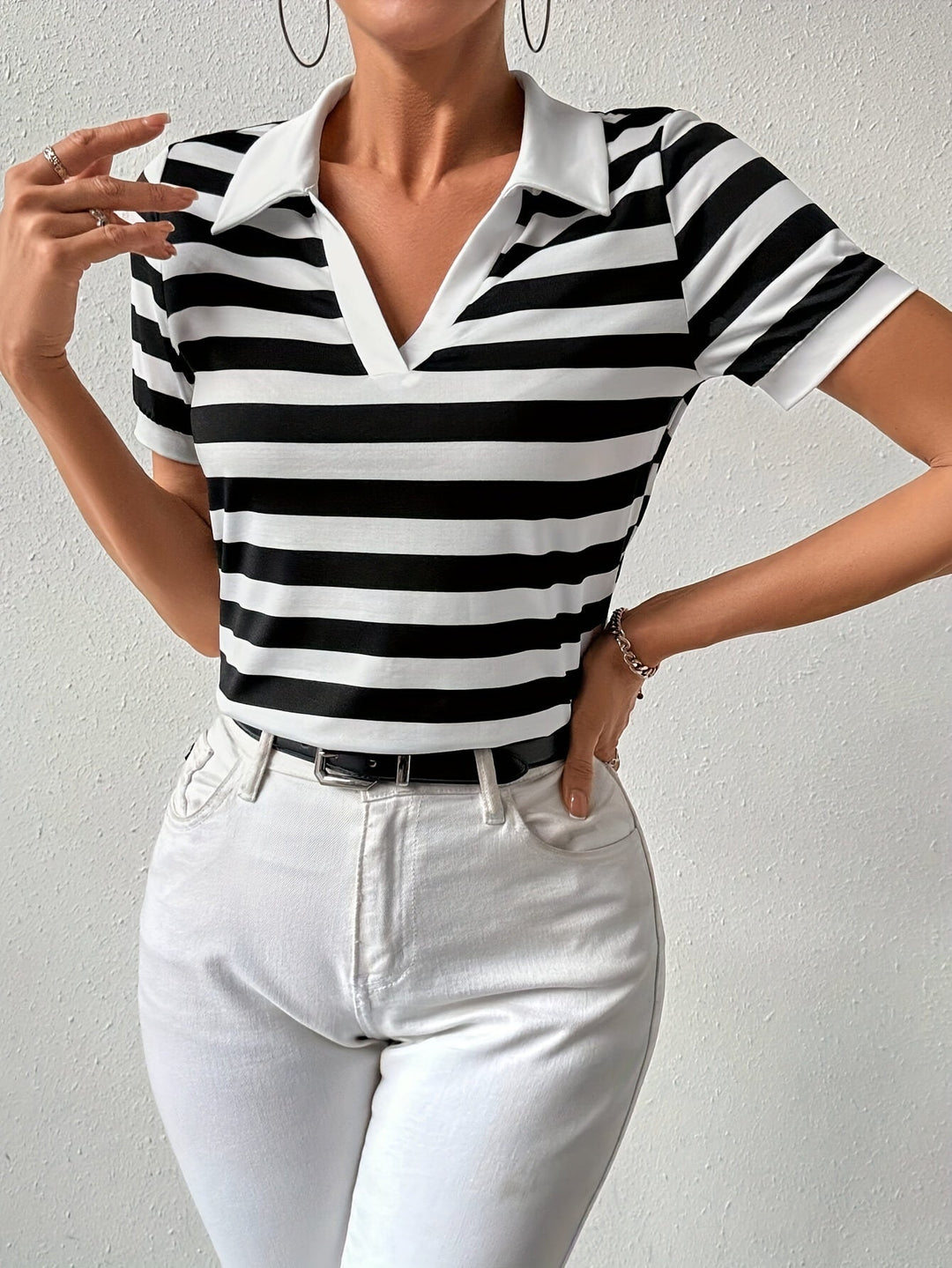 Stijlvol Gestreept Korte Mouwen T-shirt voor Dames - Julia