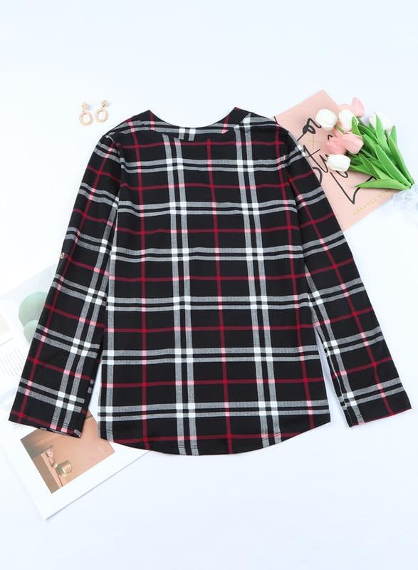 Stylish Casual Checked Women's Blouse - Lara