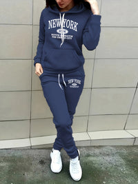 Tweedelige Hoodie Set met New York Print - Noelle