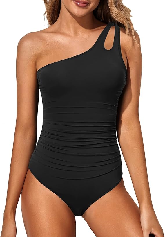 Dames Badpak met One-Shoulder Ontwerp en Buikcontrole – Valeria