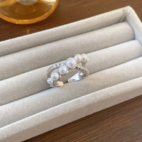 Verstelbare Vintage Ring met Zirkonia en Parel - Isadora