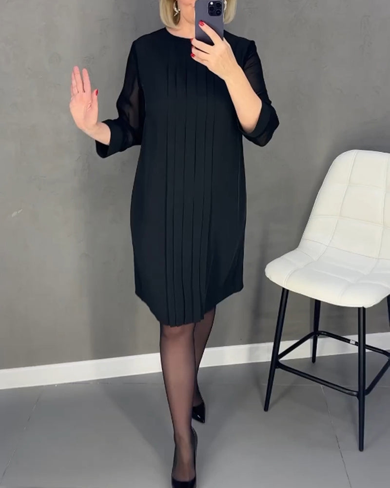 Trendy Shift Dress with Mesh Details - Gabrielle
