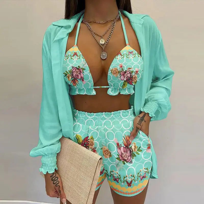 Stijlvolle 3-delige zomeroutfit voor strand en zwembad - TropenGlow