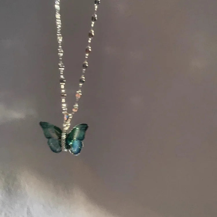Blue Butterfly Necklace - Elina