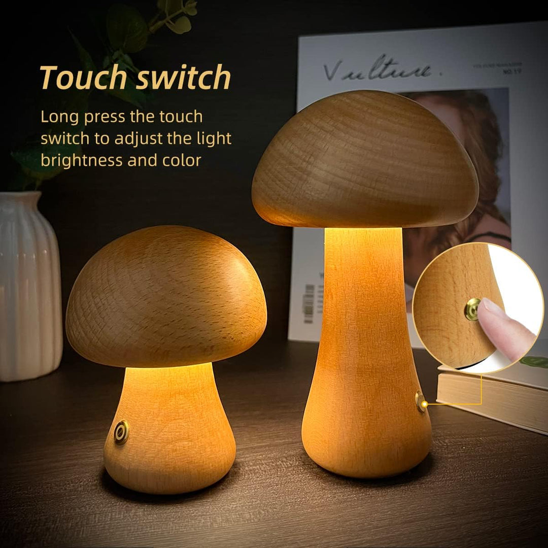 Drewniana lampka nocna LED w kształcie grzyba - GlowShroom