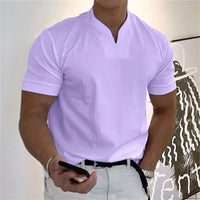 Breathable men's fitness shirt with V-neck - Timo