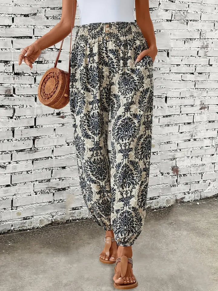Boho-Chic Women's Pants with Graphic Print – Solara