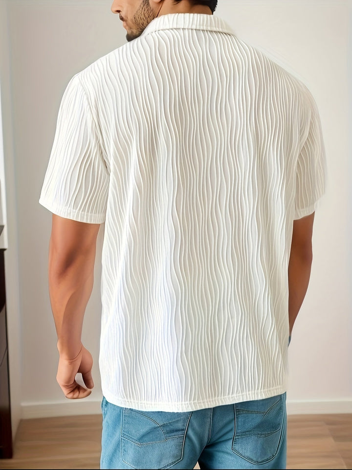White Casual Striped Golf Shirt - Elias