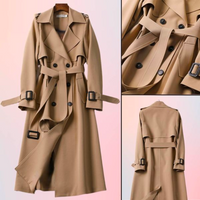 Trendy Women's Trench Coat with Double Buttons - Celina