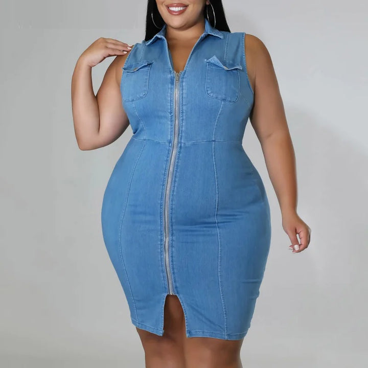 Sammy Jackson™ Helen Plus-Size Denim Dress | Trendy & Tough