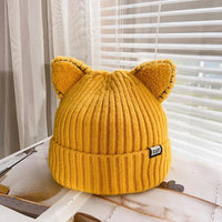 Knitted Winter Hat with Cat Ears - PurrWarm