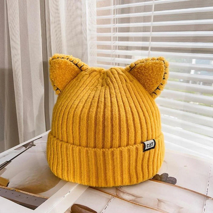 Knitted Winter Hat with Cat Ears - PurrWarm