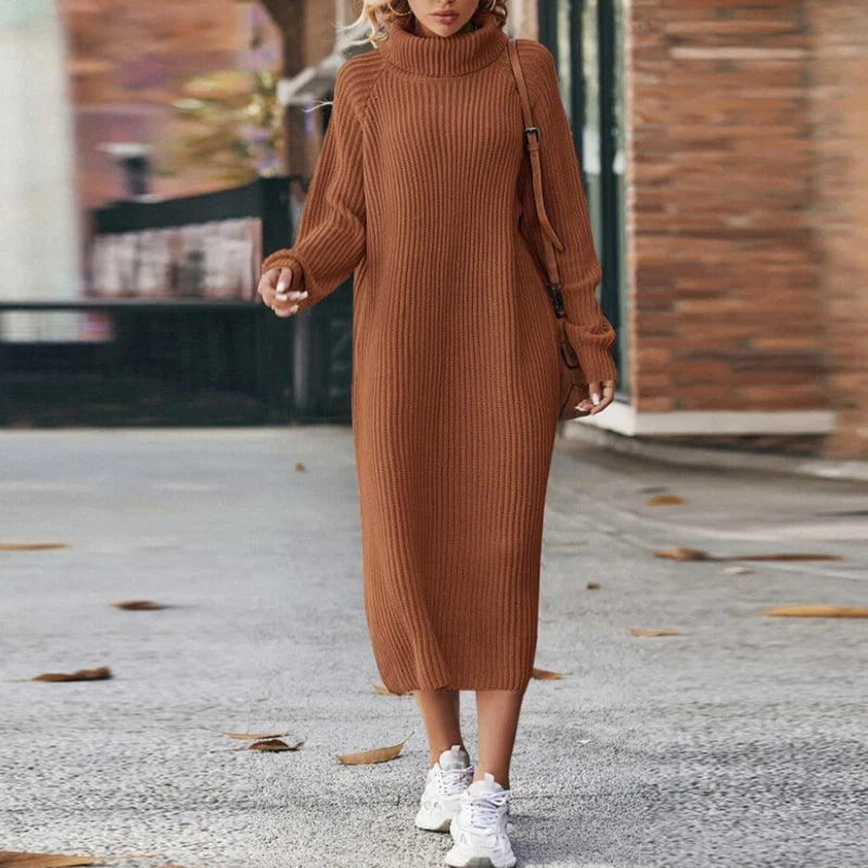 Knitted Turtleneck Dress for Comfort & Style - Liora
