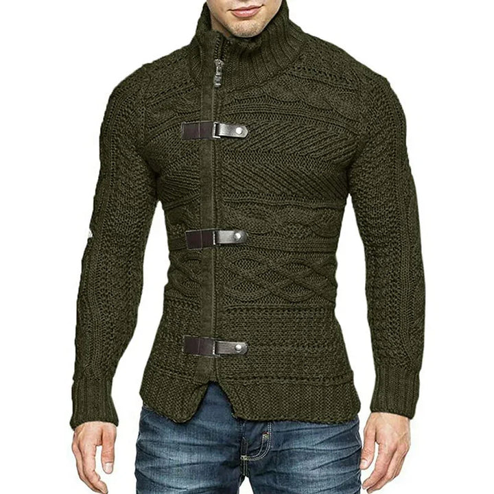 Sammy Jackson™ Boaz Urban Kamizelka | Sweter dziany z skórzanymi akcentami