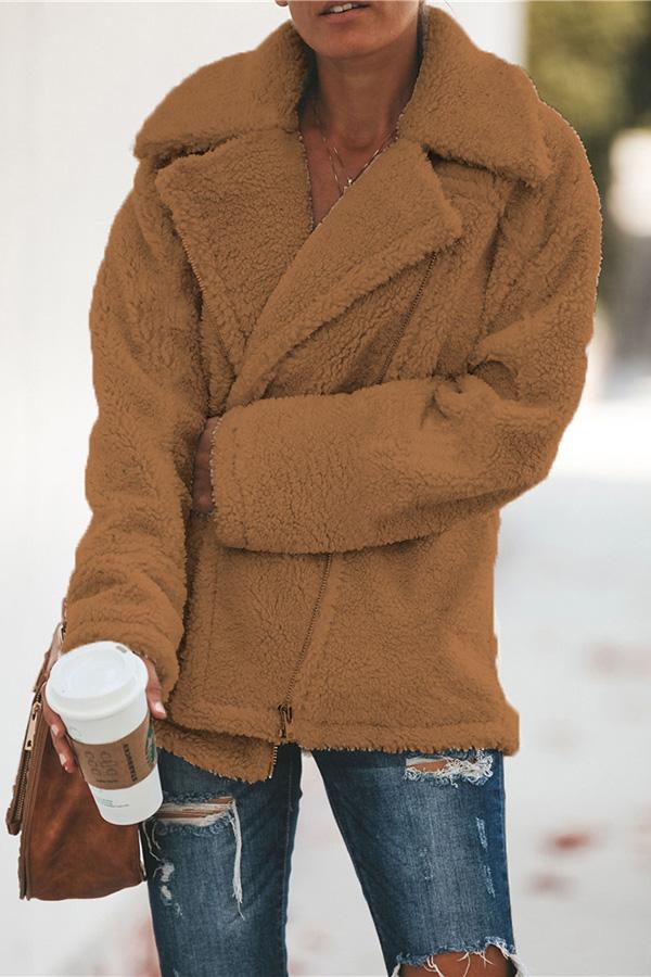 Trendy Jacket with Stand-up Collar and Zipper - Amara