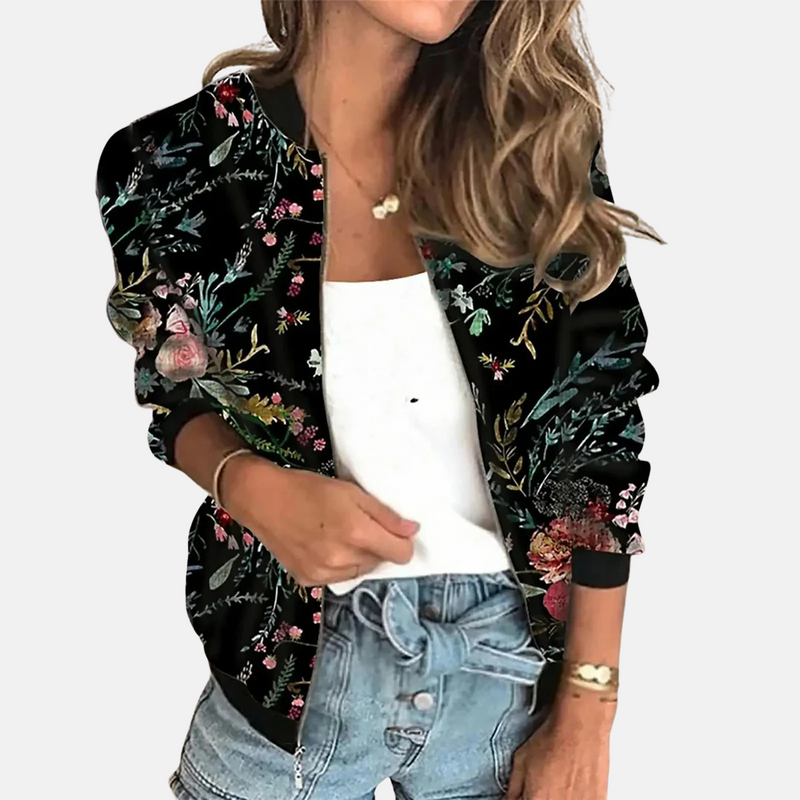 Women's Retro Bomber Jacket with Print - Zoë
