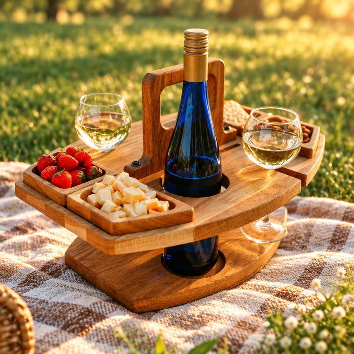 Portable wooden wine table for picnics – WineNest