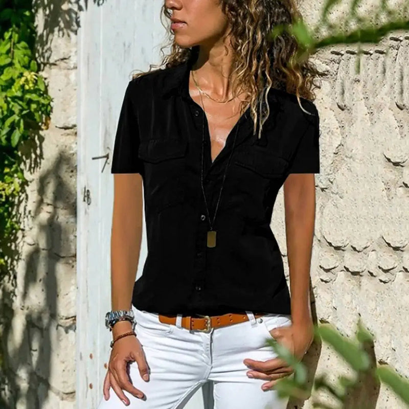 Trendy Women's Blouse with Short Sleeves - Mira