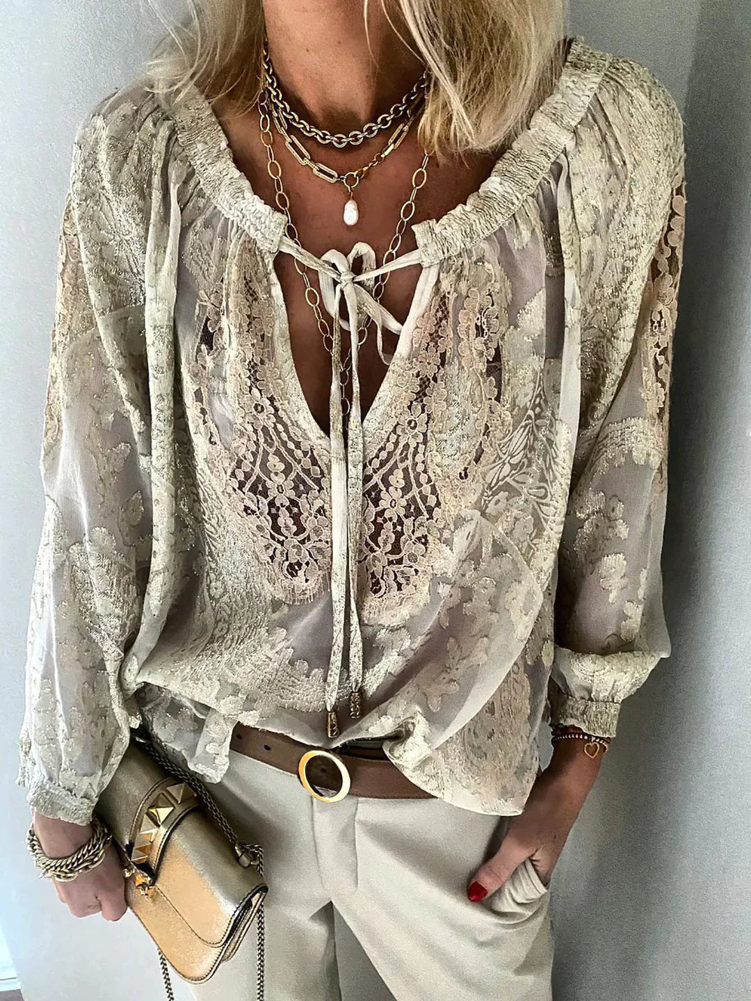 Exclusieve Damesblouse met Kant - Elodie